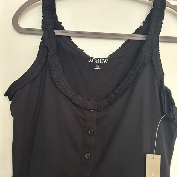 J. Crew button-front tank top with ruffle trim in Black - XS - NWT - Picture 3 of 6